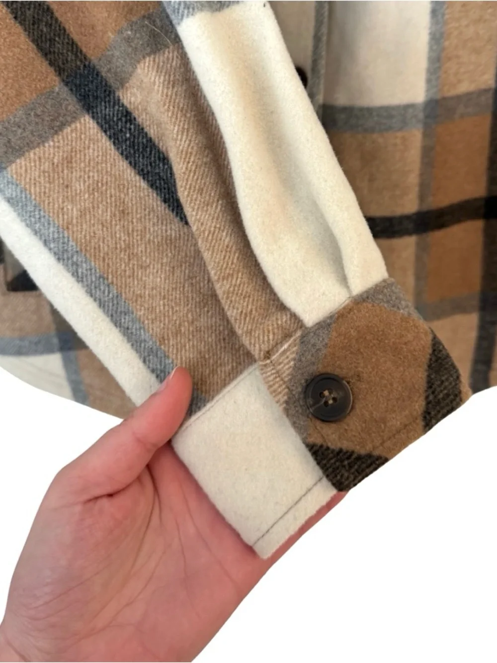 Woolx Sawyer Oversized Merino Wool Shacket Espresso Plaid S Brown Shirt Jacket - Picture 7 of 10